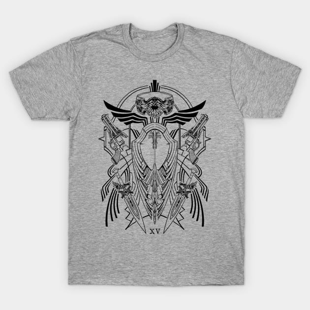 FFXV Arms and Armiger (black) T-Shirt by beanclam